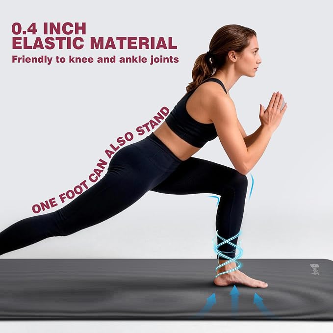 KEEP Extra Thick NBR Yoga Mat for Women & Men, 10mm Thick, 72”x24” Large Exercise Mat with Non-Slip Workout Mat for Yoga, Pilates, Stretching, Meditation – Wide & Cushioned Fitness Mat