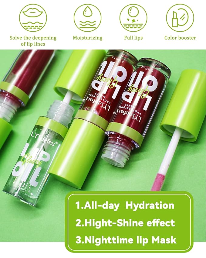 Lip Oil Lip Glaze-1Pcs Hydrating Red Lip Glow Oil,Shiny Transparent Tint Lip Gloss Plumping,Long Lasting Non-sticky Clear Glow Reviver Lip Care Oil, Christmas Makeup Gift for Women Girl-05#