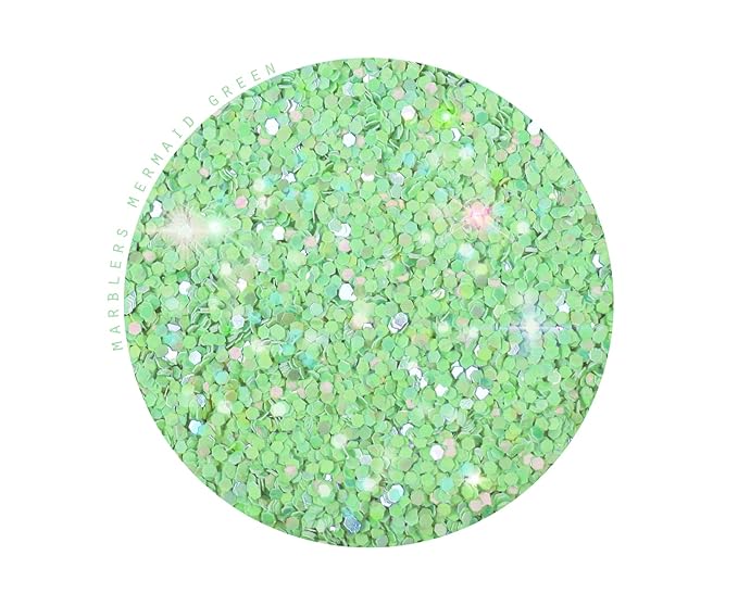 MARBLERS Mermaid Shaped Face & Body Glitter [Green] 0.18oz (5g) | Chunky | Chopped | Flake | Non-Toxic | Vegan | Cruelty-Free | Festival, Rave & Party Makeup | Eye, Hair, Nail Polish, Eyeshadow