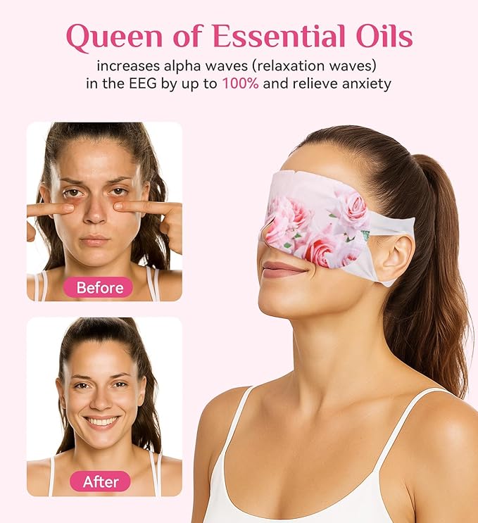 6 Packs Rose Heated Eye Mask - Heating Eye Mask Warm Compress for Dry Eyes Puffiness Dark Circles Sleep Stye Irritation Stress Relief Self Care Wellness Spa Relaxation Gift