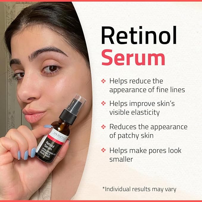 YEOUTH Retinol Serum for Face with Hyaluronic Acid & Vitamin E, Hydrating Retinol Face Serum for Women & Men, Facial Skin Care for Even Skin Tone - 2oz
