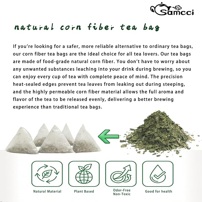 Samcci - Parsley Tea Bags - 60 Count (2g Per Bag) - 100% Natural Dried Parsley Leaves - Petroselinum Crispum - Non-GMO & Caffeine-Free - Plant-Based Corn Fiber Mesh Bags - Refreshing Herbal Infusion for Breath & Wellness