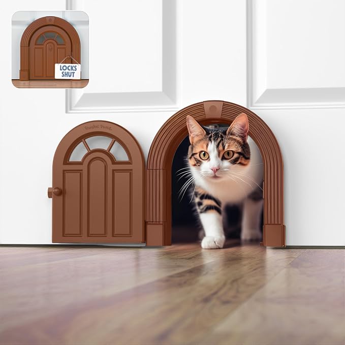 Purrfect Portal Meow Manor® Cat Door Interior Door - No-Flap, Fits Cats Up to 20 lbs, Easy DIY Setup, No Training Needed