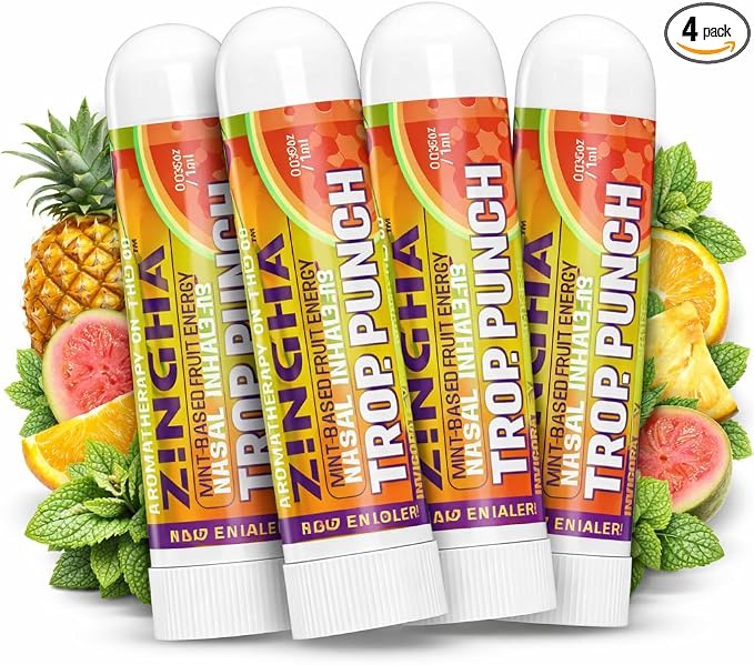 Z!NGHA Natural Aromatherapy Nasal Stick Boost Focus & Enhance Breathing | Portable Sinus Relief & Relaxation Nasal Inhaler Stick | Essential Oil Blend for Stress and Congestion (Tropical Punch)