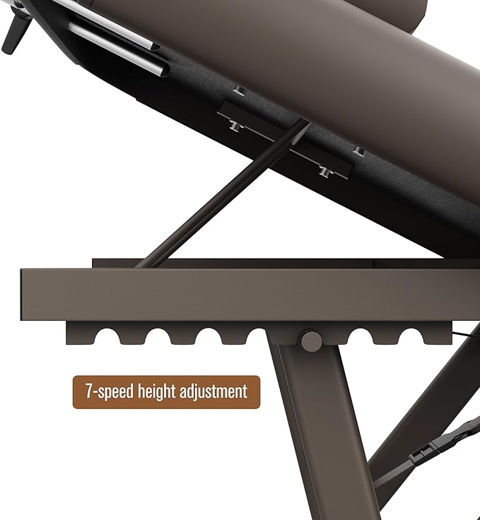 Olela Heavy Duty Stationary Massage Table - Adjustable Massage Table with Adjustable Height & Backrest, Treatment Tables with PU Leather, C-Shaped Pillow and Sturdy Metal Frame Support Up to 1000LBS