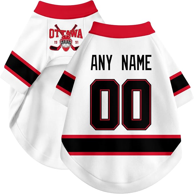 Ottawa Dog Clothes Personalized Pet T Shirt for Dogs Gift | Custom Name Number Jersey Style Pet Shirt for Dog
