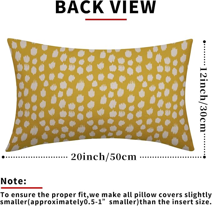 Sweetshow Yellow Cream Dots Lumbar Pillow Covers 12x20 Set of 2 Boho Design Polka Dot Print Throw Pillows Modern Outdoor Decorative Pillowcase Rectangle Linen Cushion Cases Decor for Sofa Couch Bed
