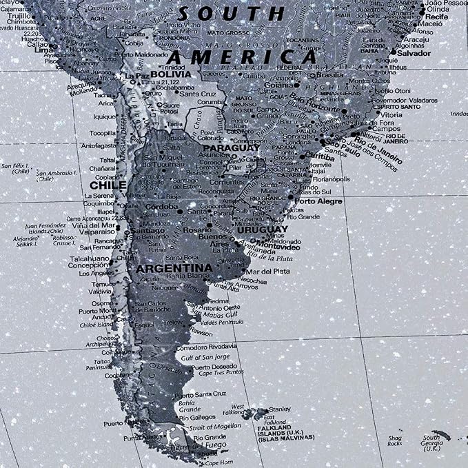 iKNOW FOTO 5 Pieces Vintage World Map Canvas Prints Push Pin Wall Art Decor Trace Travel Marks The Map of The World Antique Framed Picture for Living Room Office 16x40inx5