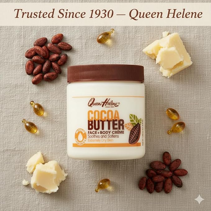 Queen Helene Cocoa Butter Creme – Deep Hydrating Cocoa Butter Formula for Smooth Radiant Skin | 15 oz Jar | 3 Pack