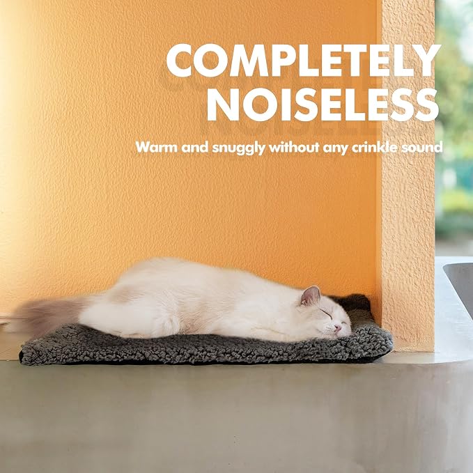 Mora Pets Self Warming Cat Bed Self Heating Cat Dog Mat Pet Pad Extra Warm | Self Heated Cat Bed for Indoor Outdoor Pet House, Removable Washable Cover, Non Slip Bottom, Crinkle-Free, No Plug, 29.1x18.9
