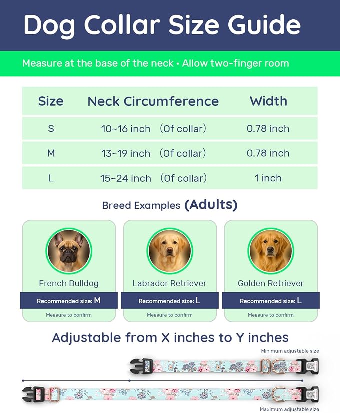 Dog Collar for Large Dogs with Smart QR Tags