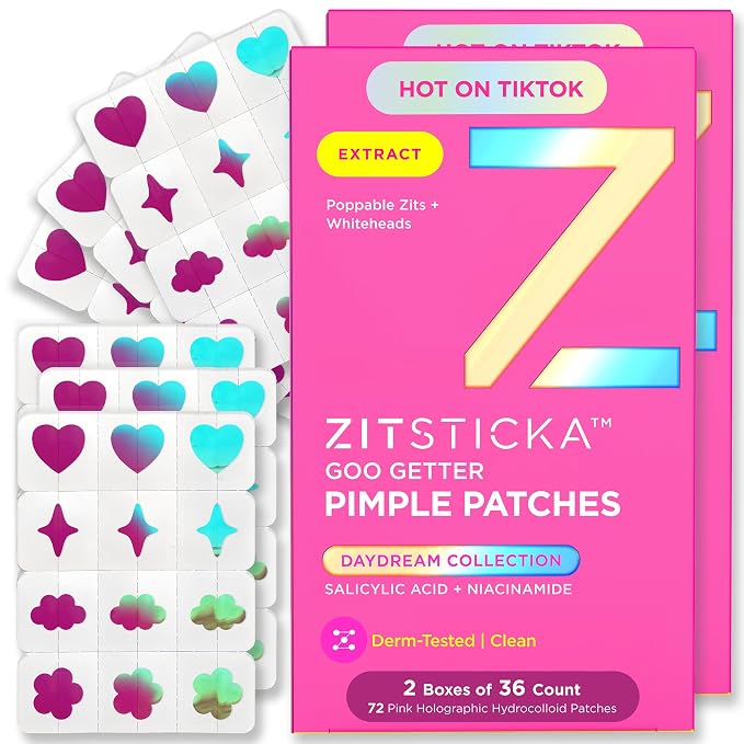 ZitSticka DreamHolo Pimple Patches for Face and Body - Trendy & Stylish Hydrocolloid Acne Patches for Zits & Blemishes - Fast-Acting & Effective - 72 Count