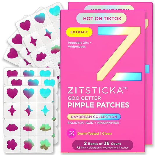 ZitSticka DreamHolo Pimple Patches for Face and Body - Trendy & Stylish Hydrocolloid Acne Patches for Zits & Blemishes - Fast-Acting & Effective - 72 Count
