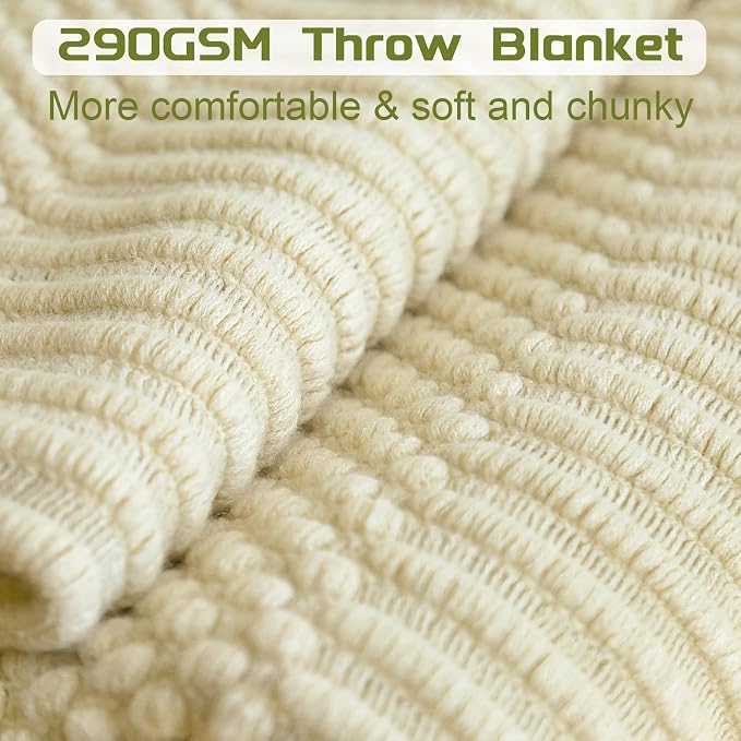 Blagic Soft Knitted Throw Blanket for Couch and Bed,Off White,60"x80" | Lightweight and Cozy,Farmhouse Boho Blanket with Tassel,Decorative for Living Room,Gifts for Adults,All Season Use
