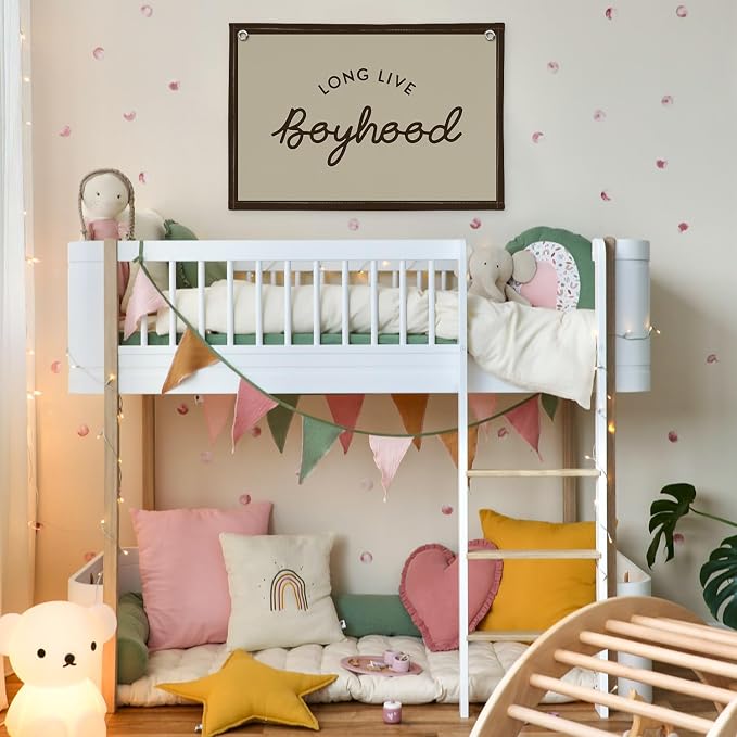 Vintage Boys Room Decor Long Live Boyhood Linen Banner,Nursery Playroom Wall Decor Hanging Flag Banner, Kids Bedroom Living Room Dorm Toddler Decorations Trendy Room 30x20 boyroom