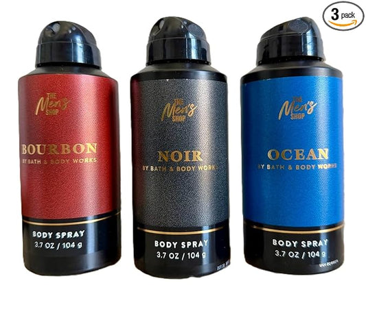 Bath & Body Works The Men's Shop Body Spray - Pack of 3 (Bourbon, Noir, Ocean)