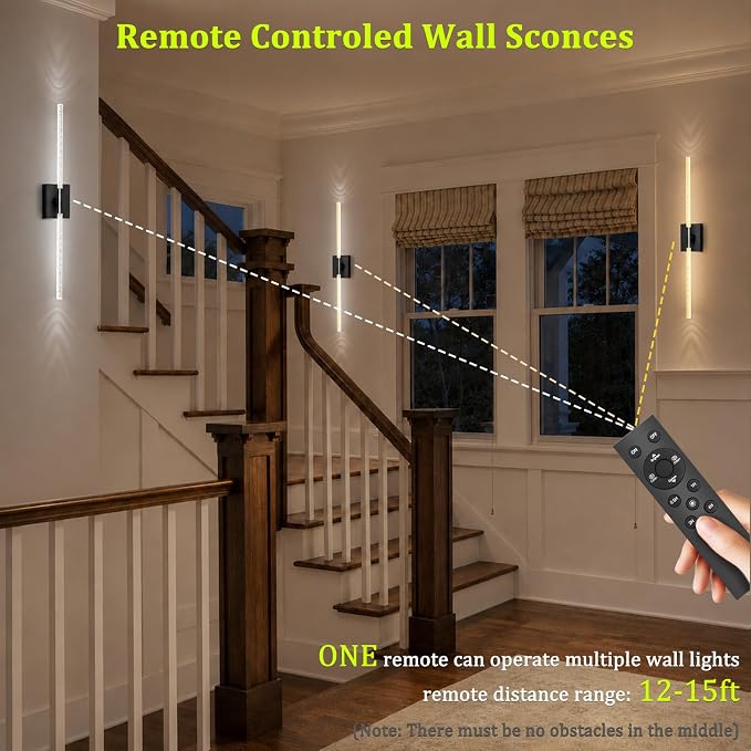 Battery Operated Wall Sconces Set of 2, 10000mAh, Black Bubble | wireless crystal wall lights rechargeable with Remote & 360° Rotate, 31.5" Wall Lamp for Bedroom Living Room Mirror