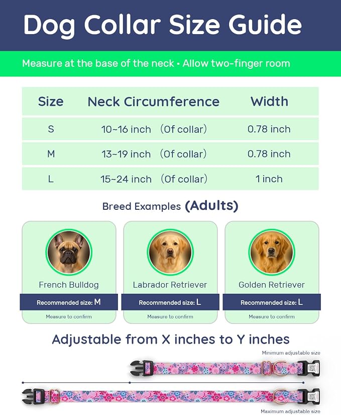 Dog Collar for Large Dogs with Smart QR Tags
