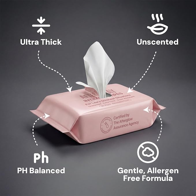 After Play Intimate Wipes – Ultra-Thick, pH Balanced, Unscented Cleanup Wipes – Funny Practical Gag Bachelorette Gift – Nightstand & Travel Ready – Gifts for Him or Her