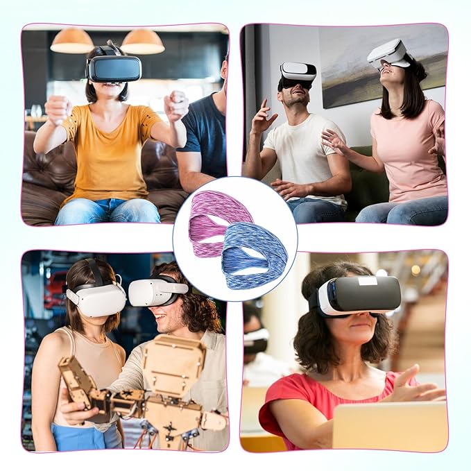 2 Pack VR Eye Mask, Adjustable Breathable VR Sweat Band Comfortable and Sweat-Resistant Eye Face Cover for Meta/Oculus Quest 2/3/3S/Pro Most VR Devices and Any Head Size