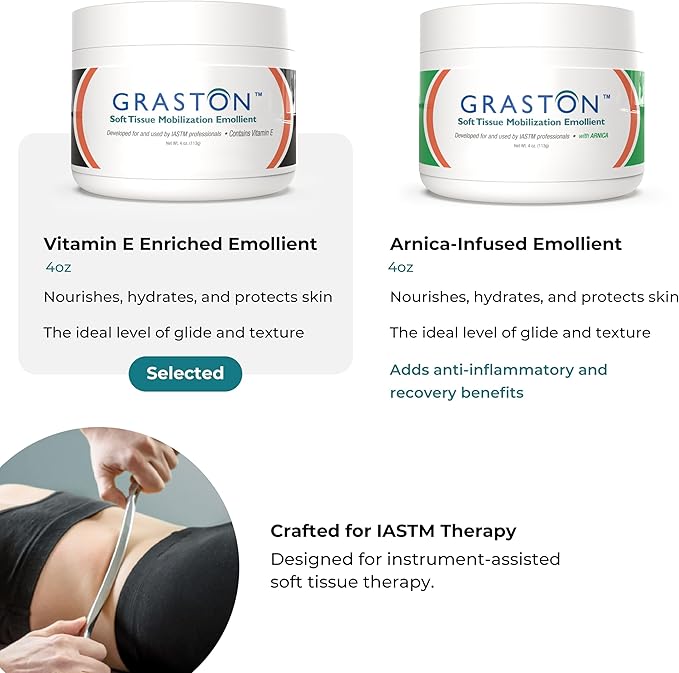 Graston Technique Vitamin E Enriched Emollient - 4oz Jar, Ideal for IASTM Lotion & Massage Therapy Cream, Perfect Vitamin E Cream for Massage and Physical Therapy, 6-Pack