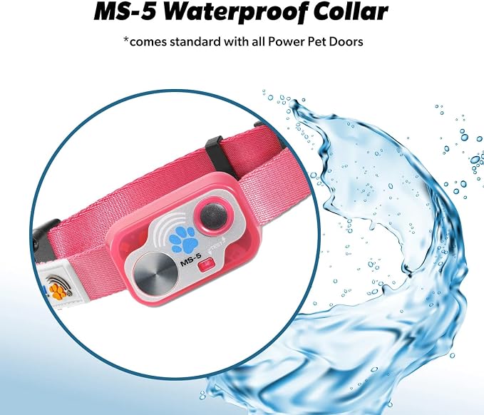 Genuine MS-5® Designer Series Automatic Pet Door Collar Tested & Certified by High Tech Pet for Dogs and Cats - Complies with Power Pet Door Performance Warranty, Waterproof (Pink, Dog)