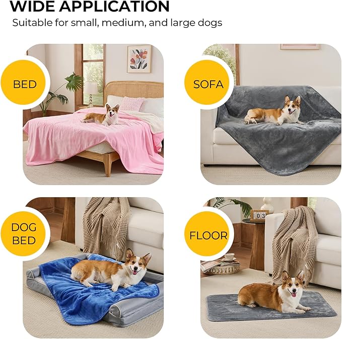 Sunheir Waterproof Dog Blankets for Small Dogs - Puppy Blanket Washable for Couch Protection, Soft Sherpa Fleece Cat Throw Blanket to Prevent Urine Leaks & Protects Furniture, 25"X 35", Blue