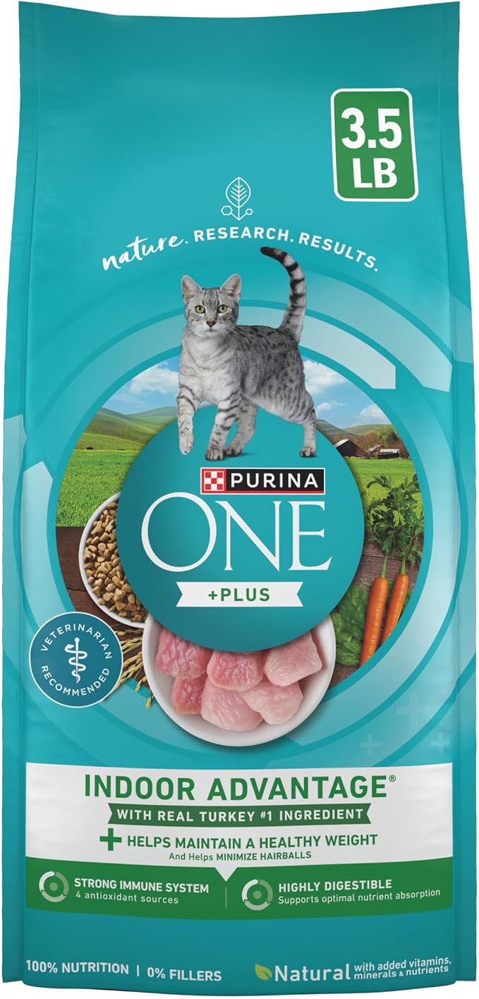 Purina ONE Natural, Low Fat, Weight Control, Indoor Dry Cat Food, +Plus Indoor Advantage - 3.5 lb. Bag