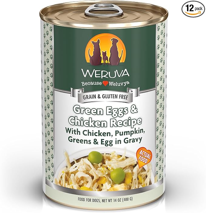 Weruva Classic Dog Food, Green Eggs & Chicken with Chicken Breast & Pumpkin in Gravy, 14oz Can (Pack of 12)