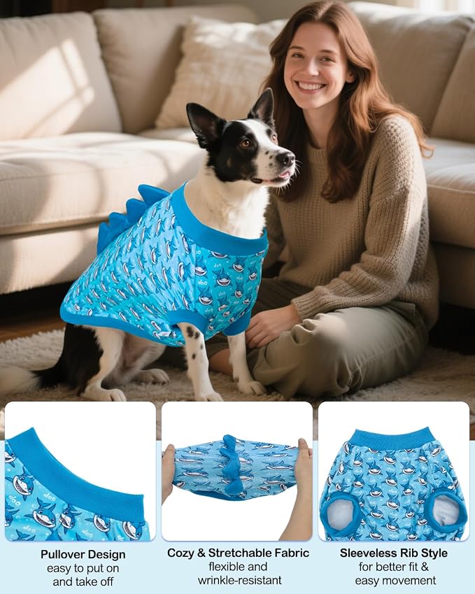 CuteBone Dinosaur Costume Dog Shirt, Stretchy Velvet T-Shirt Clothes for Large Dogs, Soft & Breathable Pet Tee Outfit Pitbull Apparel for Daily Wear, Cozy Pullover Design Big Dog Fashion COSBX04-3XL