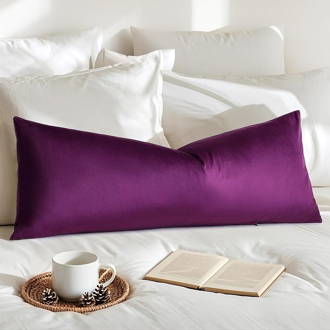 Artscope Luxury Velvet Lumbar Pillow Cover Super Soft Decorative Rectangle Throw Pillow Covers Case Cushion Covers for Sofa Couch Bedroom Car Decor 14x36 Inch Eggplant Purple