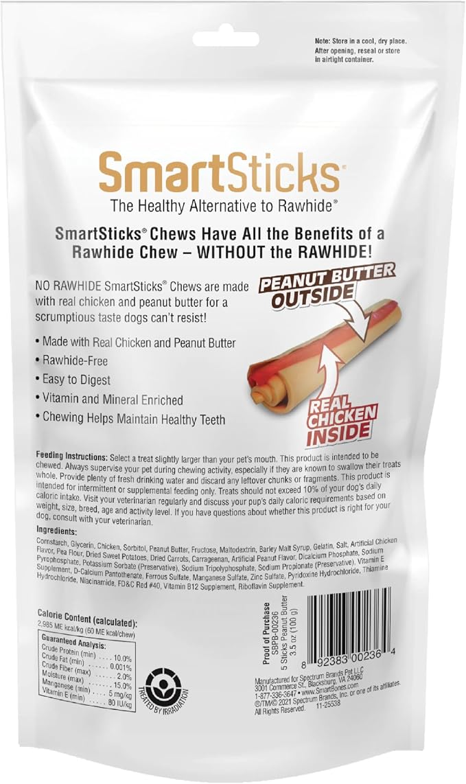 SmartBones SmartSticks, Treat Your Dog to a Rawhide-Free Chew Made with Real Meat and Vegetables (Pack of 4)