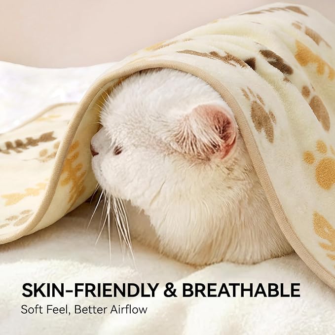 LINENLUX Dog Blankets 3-Pack, Super Soft Fluffy Fleece Pet Throw Warm | Premium flannel fleece pet throw for cat, puppy. Cozy warm for bed, crate, or couch naps; Grey/Khaki/White-3pcs 23x16 inch