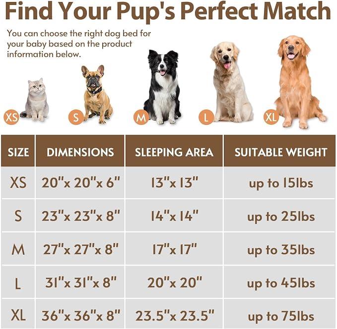 JOLLYVOGUE Calming Dog Beds Large Sized Dog, 36in Donut Washable Large Pet Bed, Anti-Slip & Anti-Anxiety Fluffy Faux Fur Round Dogs Bed, Fits up to 80 lbs Pets (Cream Brown)