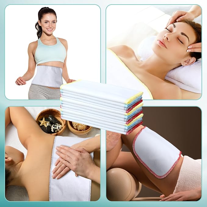 Newwiee 12 Pcs Castor Oil Pack Wrap Organic Cotton Flannel Reusable Washable Flannel Cloth Castor Oil Compress Pads for Entire Body Machine