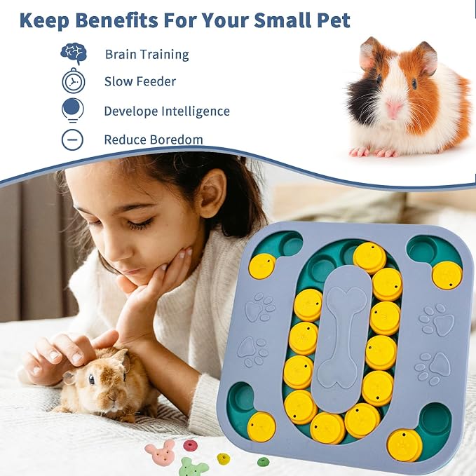 Guinea Pig Foraging Treat Puzzle Box, Large Rabbit Hide Treats Snuffle Box Bunny Toys, 4 in 1 Interactive Treat Dispenser for Rabbits, Bunny, Guinea Pig, Dog Mental Stimulation