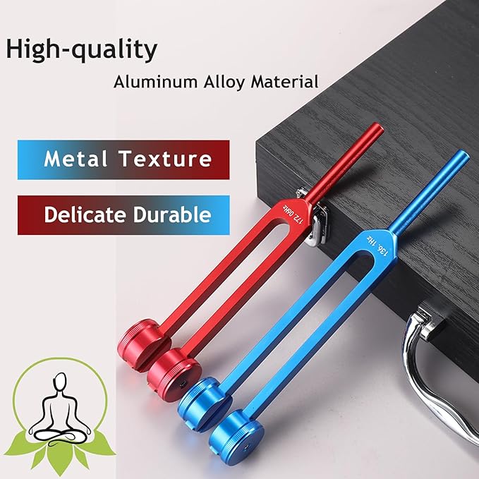 Chakra Tuning Forks Set with Hammer - 7 Chakra and 1 Soul Purpose Weighted Tuning Forks for Healing, Sound Therapy & Meditation,DNA Repair,Energy Cleansing in Exquisite Aluminum Gift Box