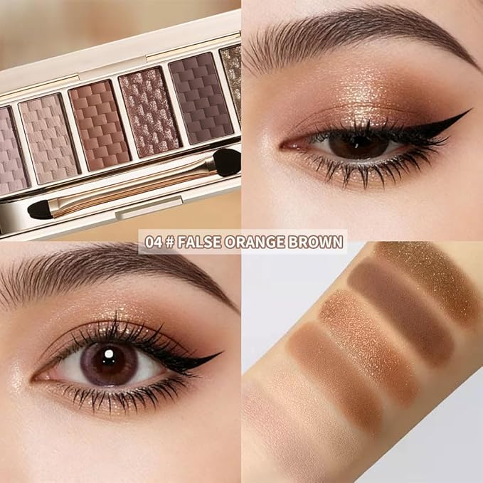 Warm Neutral Brown Eyeshadow Palette – 6 Matte & Shimmer Shades, High-Pigment Long-Lasting Bronze Nude Eye Shadow Kit for Everyday Makeup, Soft Glam & Smokey Looks, Blendable & Beginner-Friendly