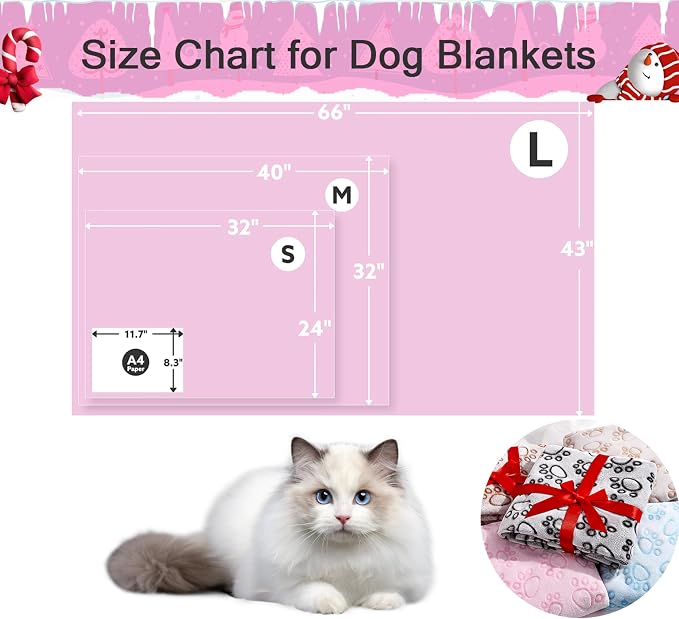Stuffed Premium Soft Dog Blanket, with Flannel Pink Cute Paw Print, Cat Blanket Puppy Supplies Dog Products Stuff Essentials(Pink 32x40 inches)