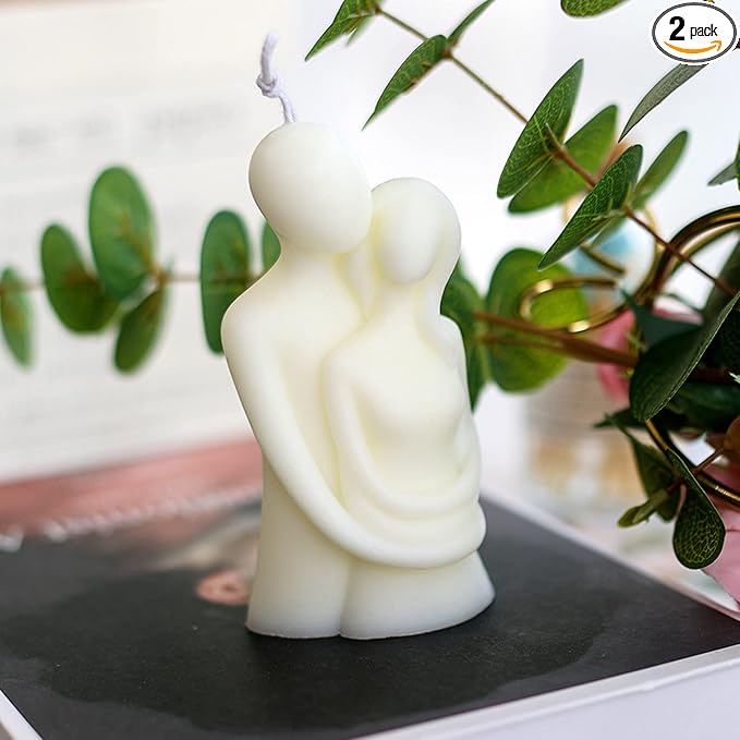 Hugging Lovers Aroma Candles,100G Adam and Eve Couple Love Scented Candles,Sexy Ritual Gifts for Women & Men,Prefect for Healing Meditation Stress Relief Mood Boosting-(White)