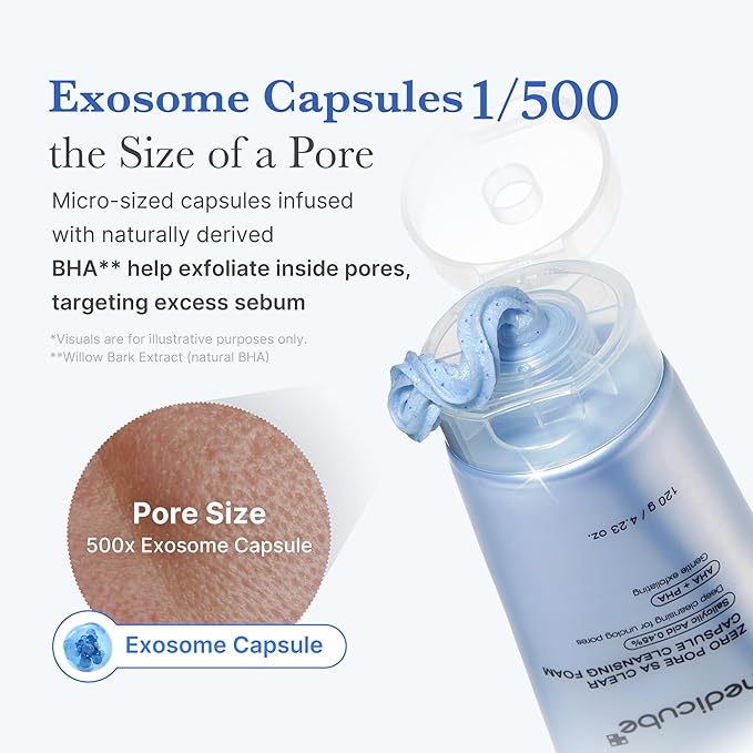 medicube Facial Cleanser Zero Pore Capsule Cleansing Foam | Daily Gentle Cleanser for Skin Texture, Blackhead & Pore Care | AHA, BHA & PHA for Deep Cleansing | Korean Skincare, 4.23 oz