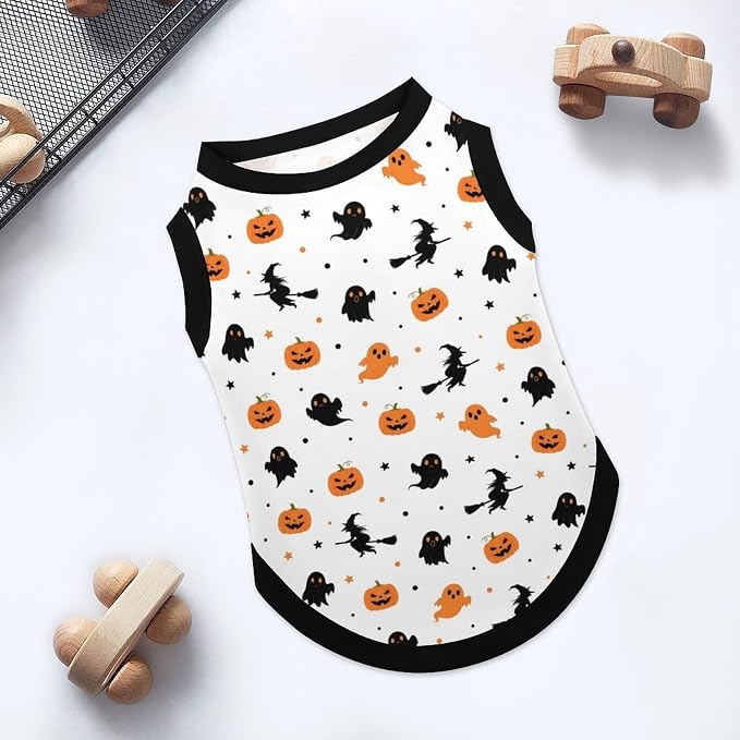 Halloween Pet Vest Fly Witch Pet Shirts Small | pumpkin boo Dog Shirt Vest cute pet Sleeveless Vests Ice Silk Dog T-Shirts holiday Dog Clothes Halloween Canine Wear