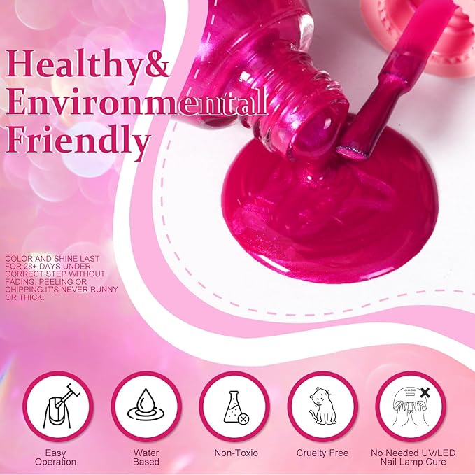 Major Dijit Quick Air Dry Nail Polish Glitter Crimson Regular Nail Polish Non UV Gel Hema 0.34 fl oz.