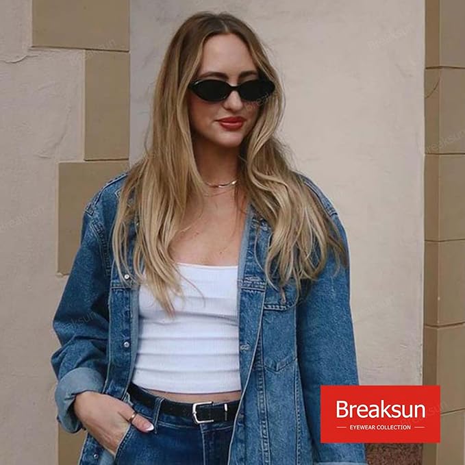Breaksun Retro Oval Sunglasses for Women Men Fashion Small Oval Sunglasses 90s Vintage Shades