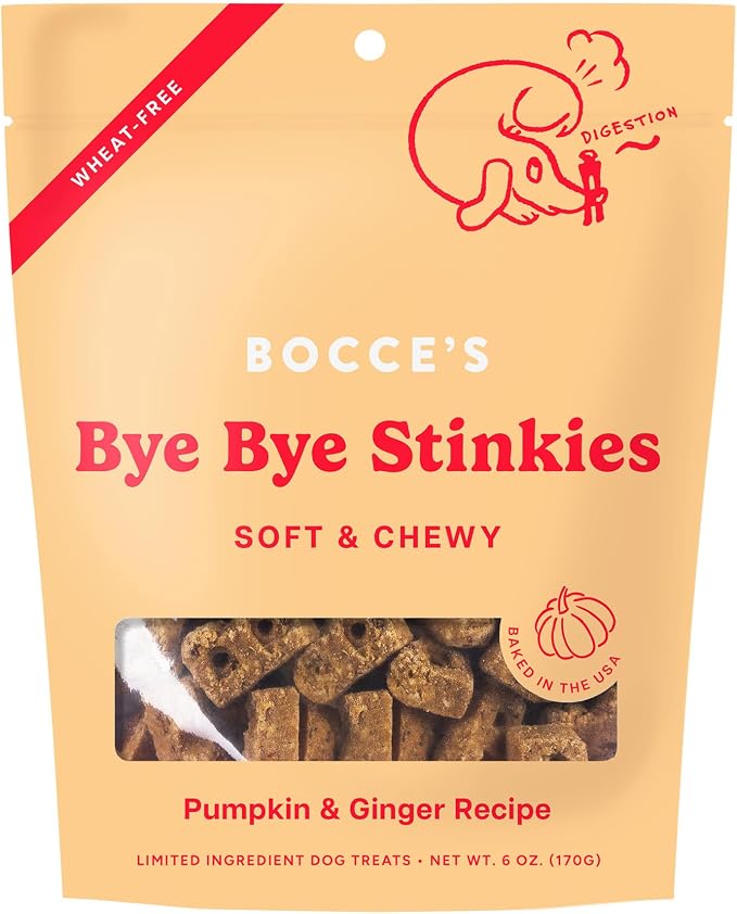 Bocce's Bakery Digestive Support Soft Chewy Dog Treats, Pumpkin Ginger, 6oz | Oven Baked, Wheat-Free Everyday Dog Treat Cookies - Made with Real, Limited Ingredients and Baked in The USA
