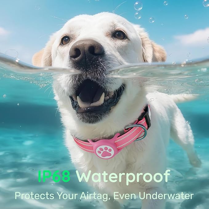 Premium Airtag Dog Collar，with IP68 Waterproof AirTag Holder,Hotpink,XL | Soft,Breathable,Nylon Padded,Reflective,Ultra-Durable Buckle,Adjustable,Comfortable for Small Medium Large Dogs