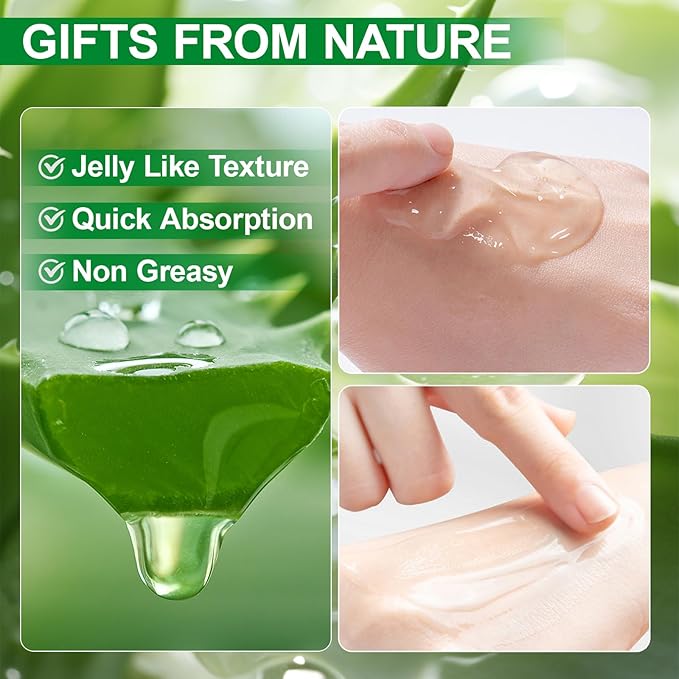 Erinde 30 Pack Aloe Vera Gel for Face, Hair & Body, 99% Pure Aloe Vera Gel for Sunburn Relief, After Sun Skin Care Relief, Skin Care Bulk Soothing Hydrating Aloe Gel for All Skin Types