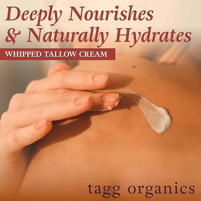 Whipped Tallow Cream for Skin - 100% Organic & Chemical-Free - Deep, Long-Lasting Hydration & Nourishment for Dry & Sensitive Skin (Bergamot/Eucalyptus 2oz)