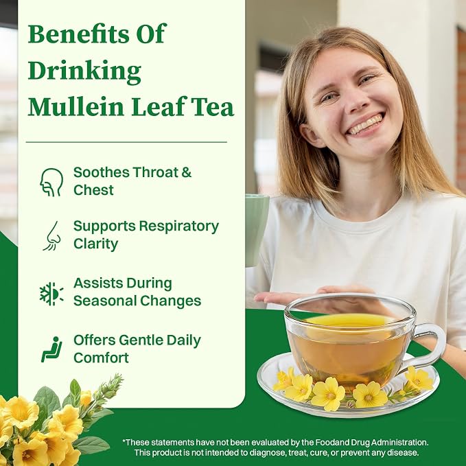 SKMTT Mullein Tea Bags for Lungs, 80 Count | Premium Mullein Leaves, Respiratory Support, Caffeine Free, No Additives