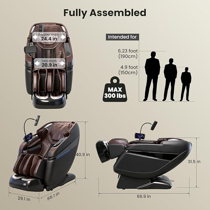 4D Music Rhythm Massage Chair Full Body Recliner, 2025 Unique Sonic Resonance Zero Gravity SL-Track Shiatsu with Knee Heating Blanket AI Voice Bluetooth Foot Roller Body Scan Airbags G9 Black